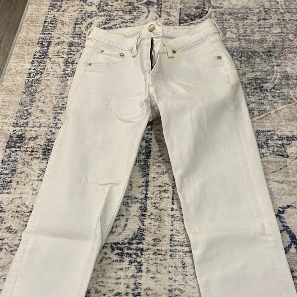 rag & bone White Straight Leg Jeans